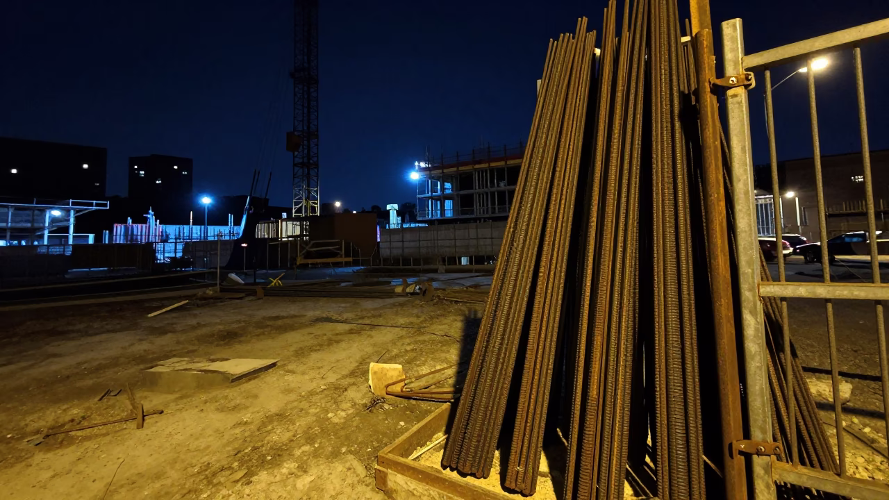 Late At Night Light on Construction Site in Philadelphia in in Philadelphia, Pennsylvania, United States