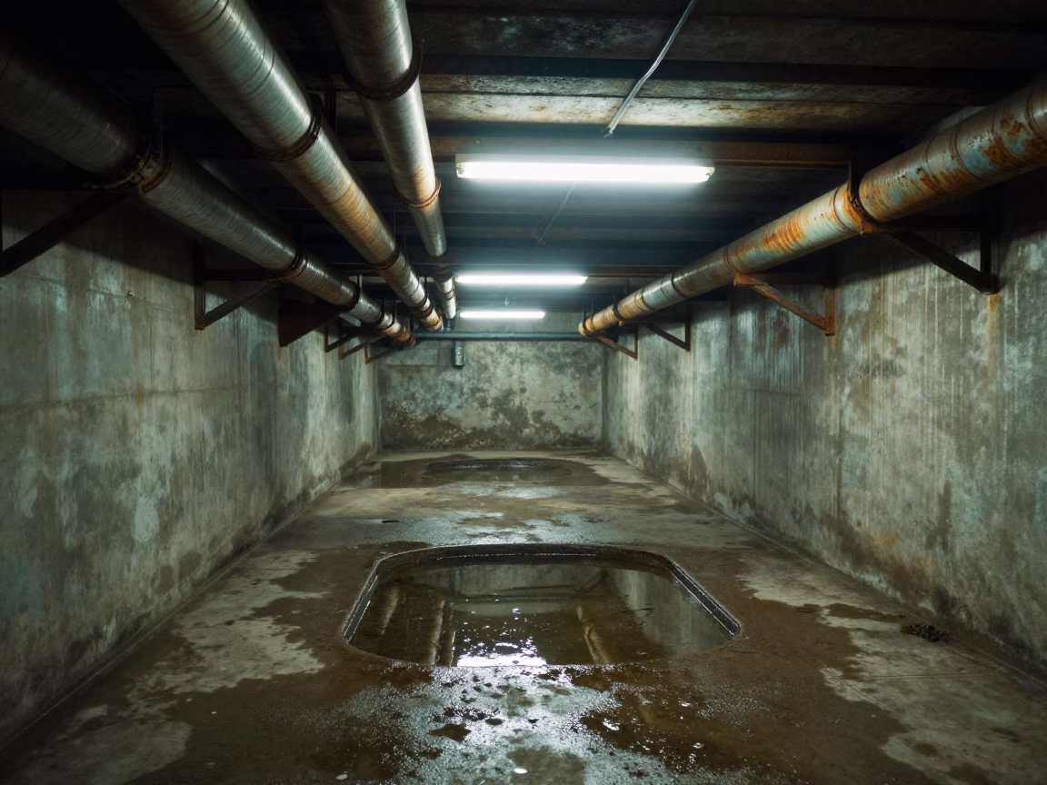 Late At Night Light on Exposed Pipework in Singapore in in Singapore, Singapore