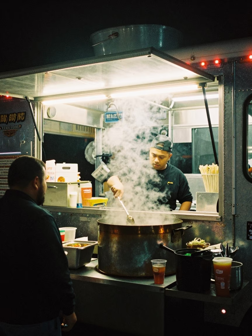 Late At Night Light on Food Scene in Los Angeles in in Los Angeles, California, United States