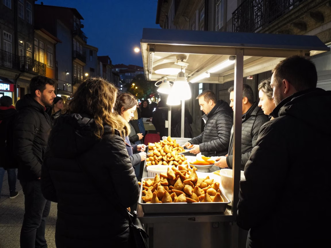 Late At Night Light on Food Scene in Porto in in Porto, Portugal