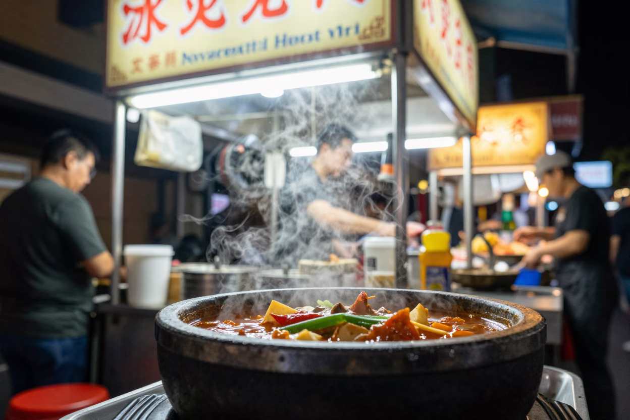 Late At Night Light on Food Stall in Sydney in in Sydney, New South Wales, Australia