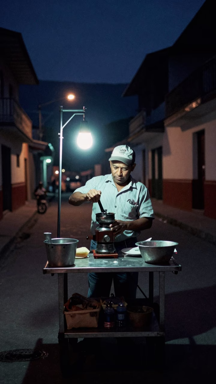 Late At Night Light on Night Scene in Medellin in in Medellin, Colombia