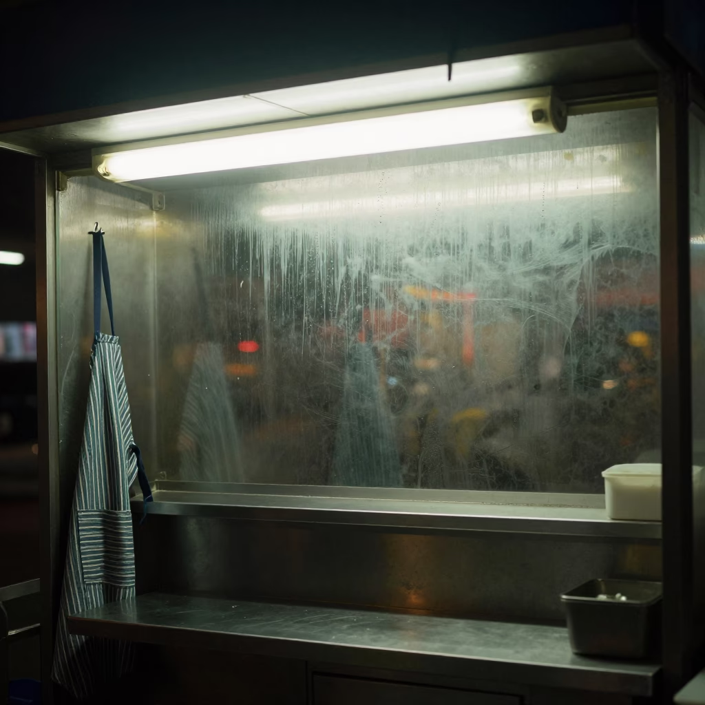 Late At Night Light on Stall Interior in Kaohsiung in in Kaohsiung, Taiwan