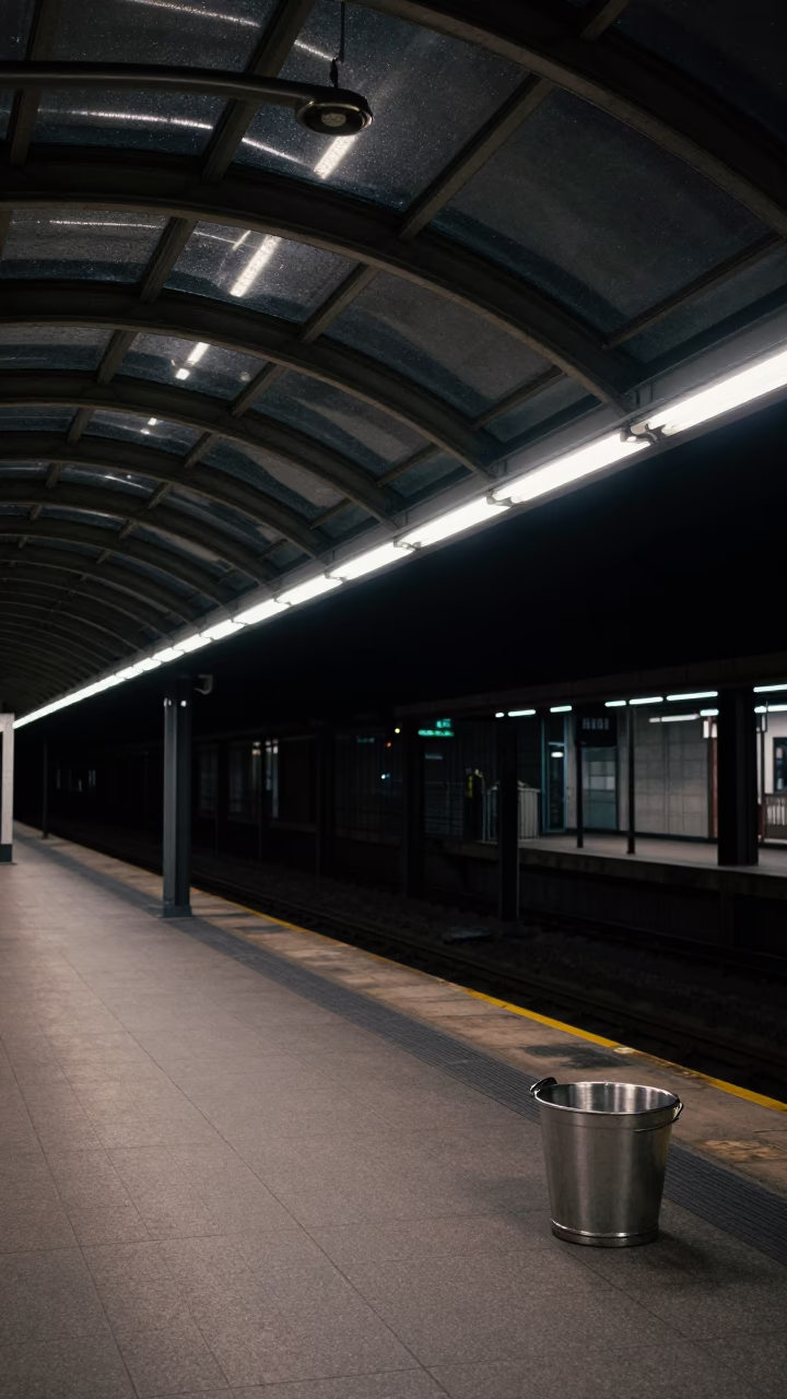 Late At Night Light on Station Interior in Prague in in Prague, Czech Republic