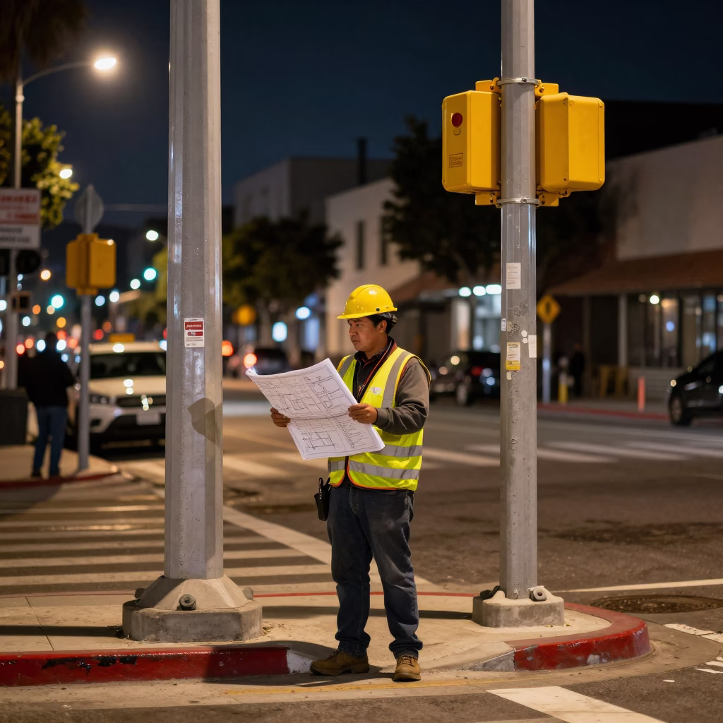 Late At Night Light on Street Scene in Los Angeles in in Los Angeles, California, United States