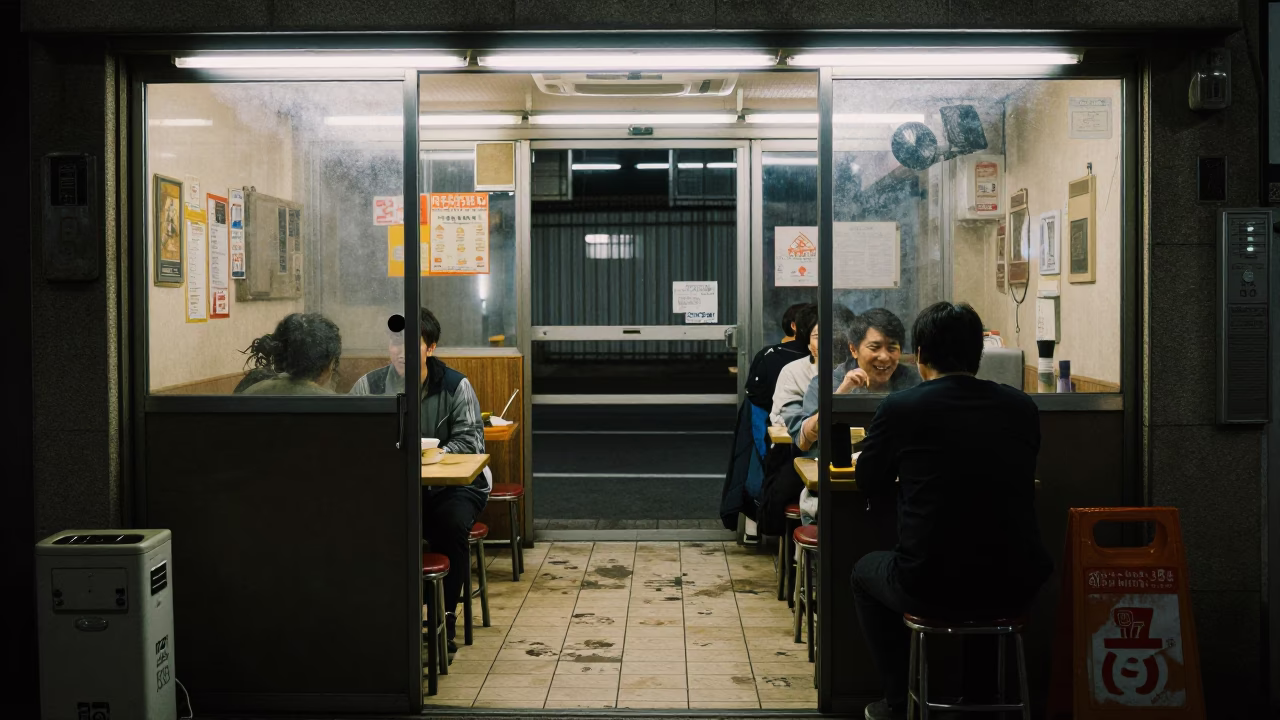 Late At Night Light on Street Scene in Osaka in in Osaka, Japan