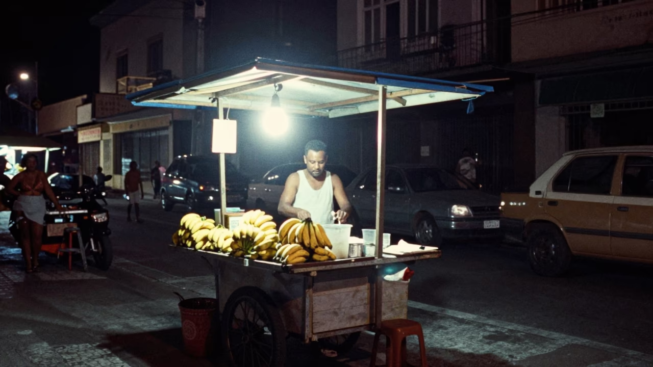 Late At Night Light on Street Vendor in Rio De Janeiro in in Rio de Janeiro, Brazil