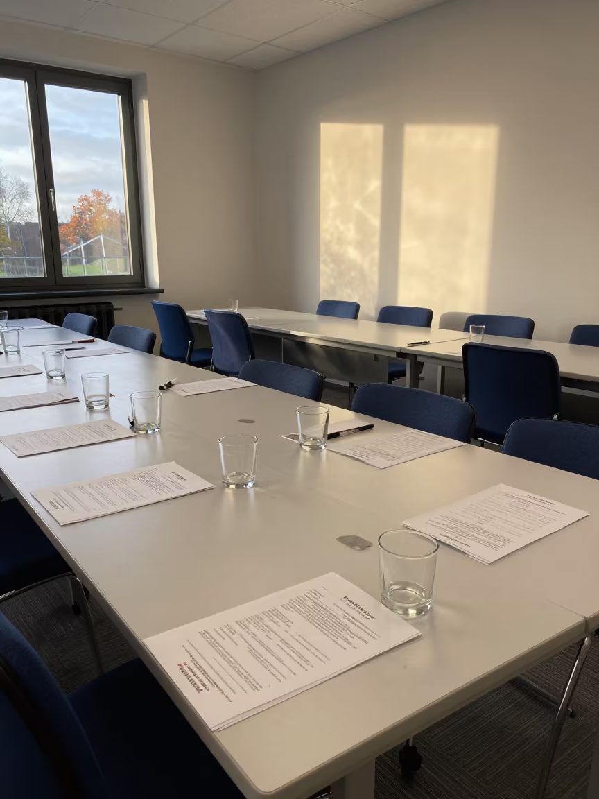 Late Autumn Office Training Room Franceville in at an office reception desk in Franceville
