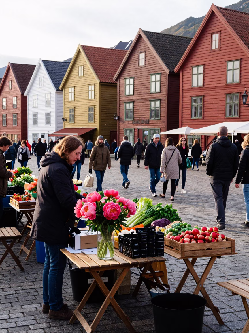 Late Morning in Bergen at The Late Morning Light in in Bergen, Norway