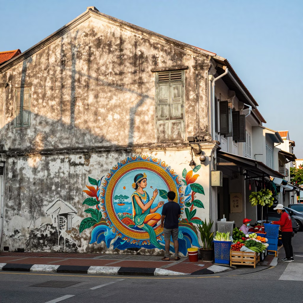 Late Morning in George Town at The Late Morning Light in in George Town, Malaysia