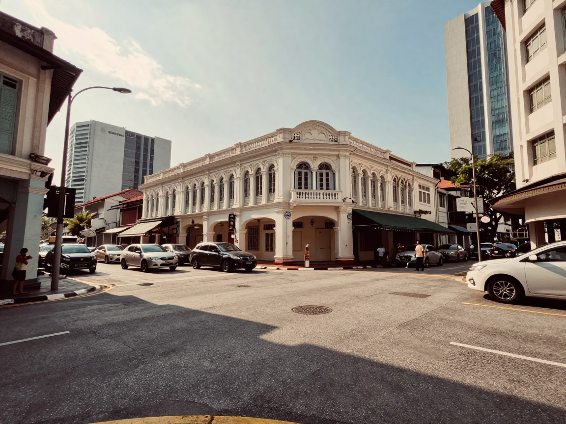 Late Morning Kuala Lumpur Street Scene with Vintage 1950s Atmosphere and Local Activity in in Kuala Lumpur, Malaysia