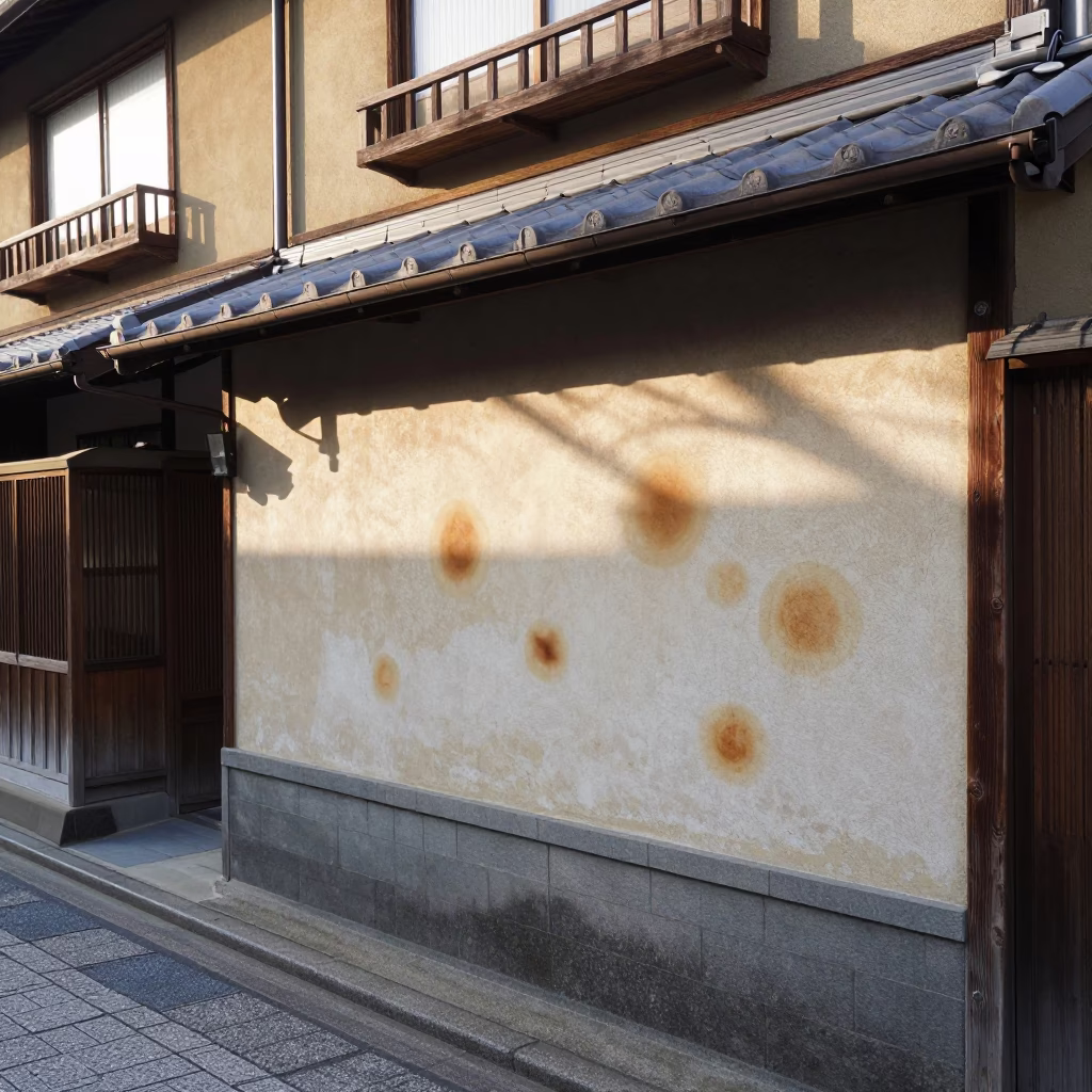 Late Morning Kyoto Street Scene with Traditional Tea Stains and Greenery in in Kyoto, Japan