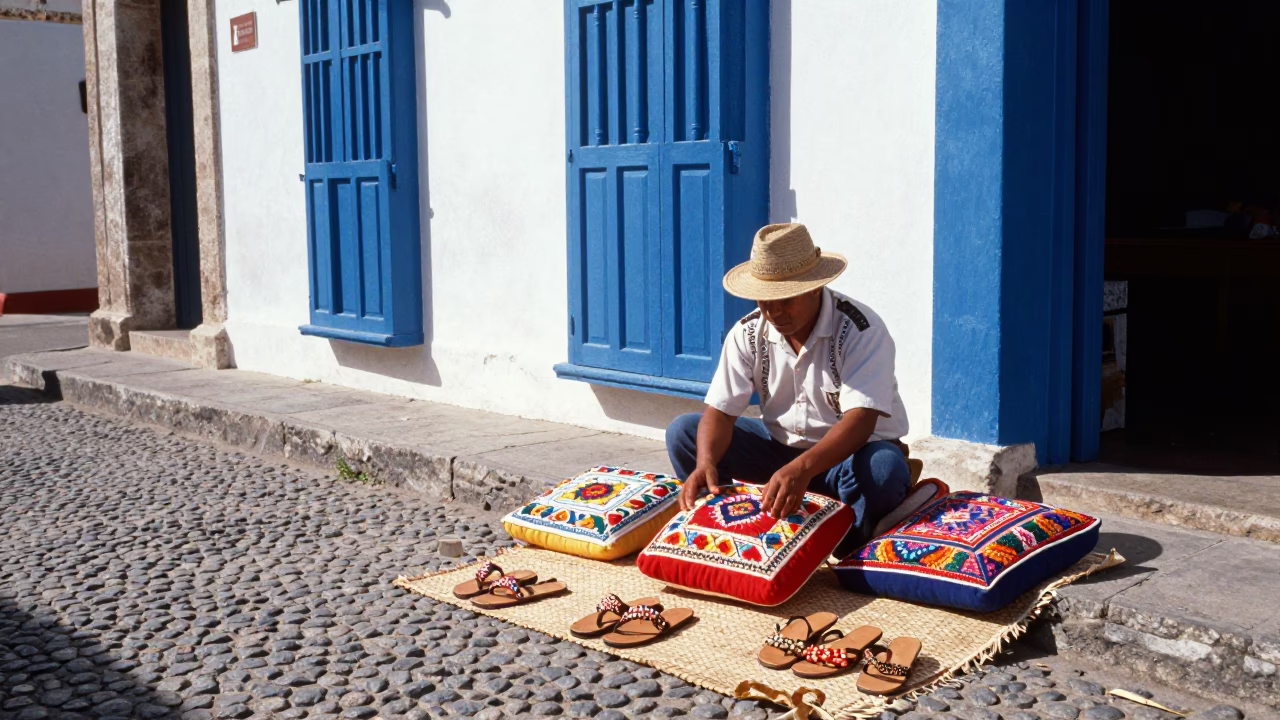 Late Morning Light on Beaded Sandals in Cartagena in in Cartagena, Colombia