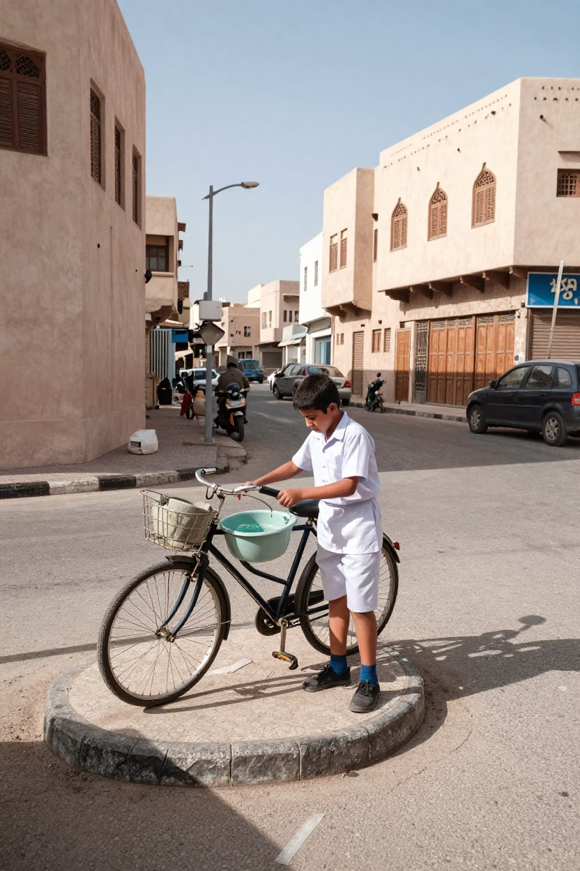 Late Morning Light on Boy in Muscat in in Muscat, Oman