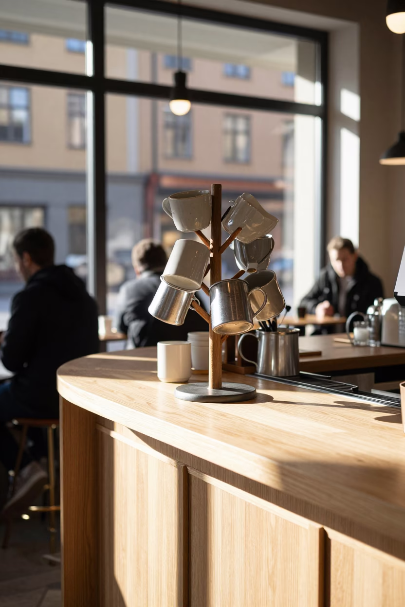 Late Morning Light on Cafe Counter in Stockholm in in Stockholm, Sweden