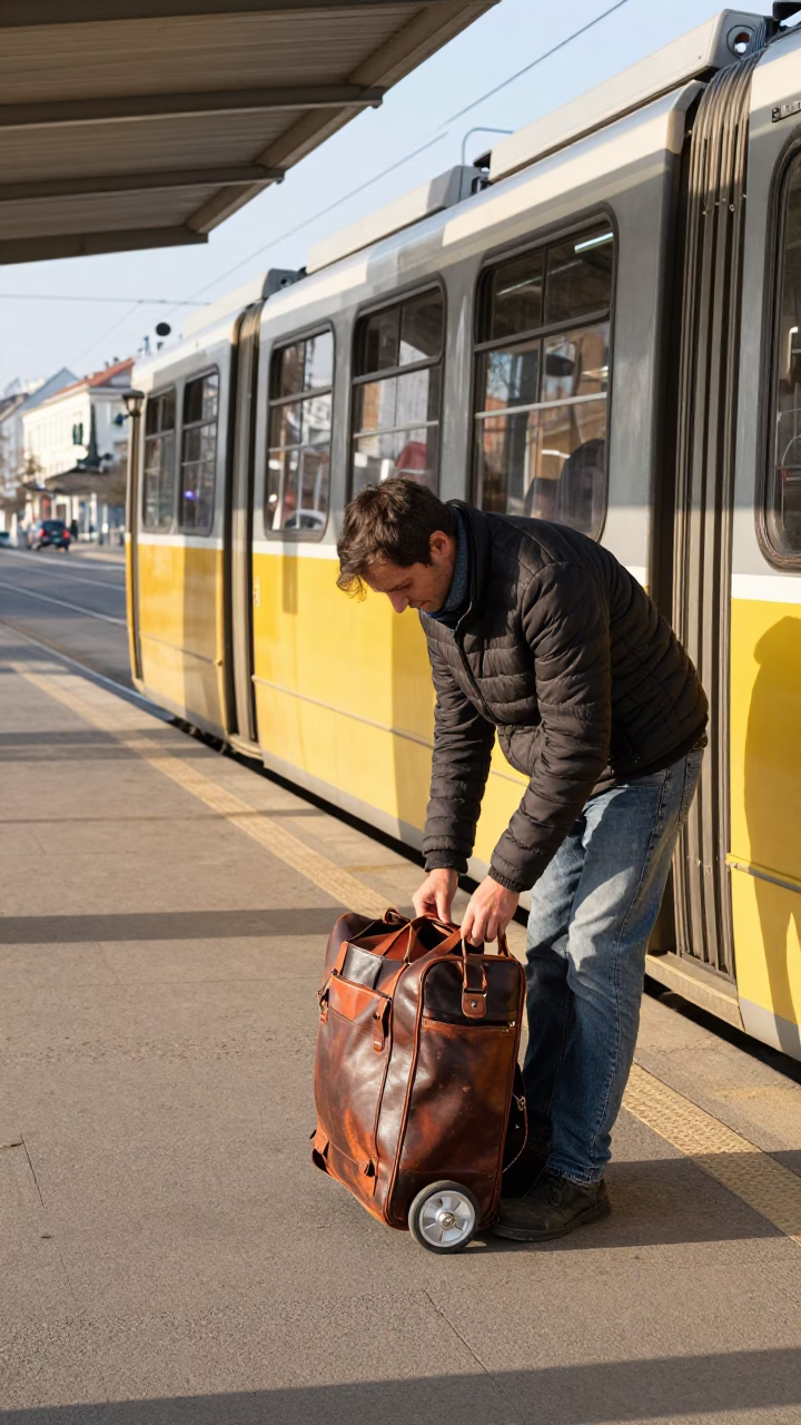 Late Morning Light on Commuter in in Budapest, Hungary