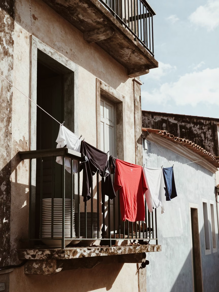 Late Morning Light on Laundry Drying in Salvador in in Salvador, Brazil