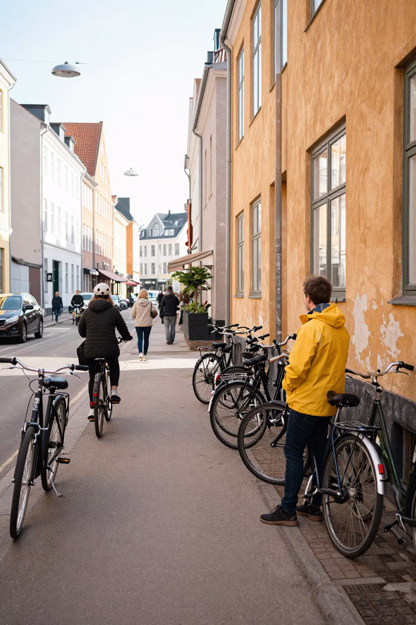 Late Morning Light on Pedestrians in Copenhagen in in Copenhagen, Denmark