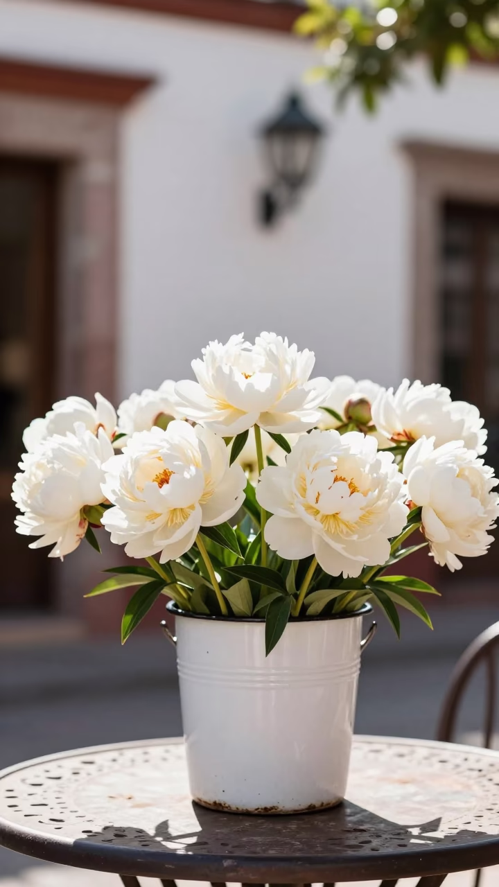 Late Morning Light on Peonies in in Guadalajara, Mexico