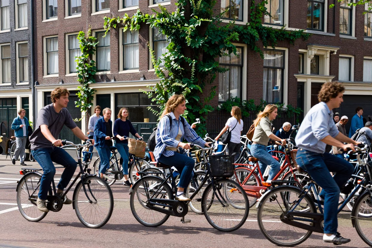 Late Morning Light on Street Corner in Amsterdam in in Amsterdam, Netherlands