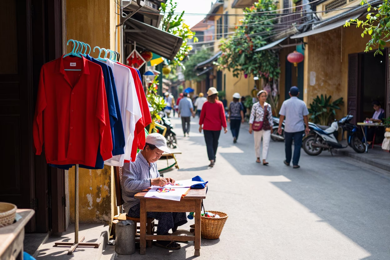 Late Morning Light on Street Scene in Hoi An in in Hoi An, Vietnam