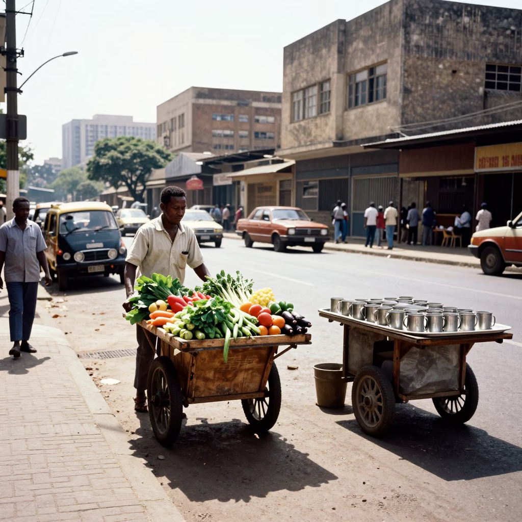 Late Morning Light on Street Scene in Johannesburg in in Johannesburg, South Africa