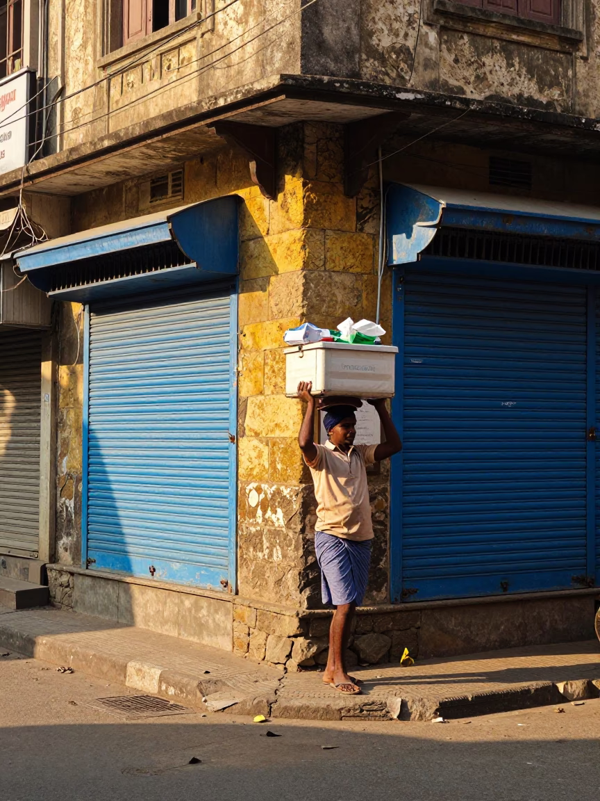 Late Morning Light on Vendor in in Chennai, India