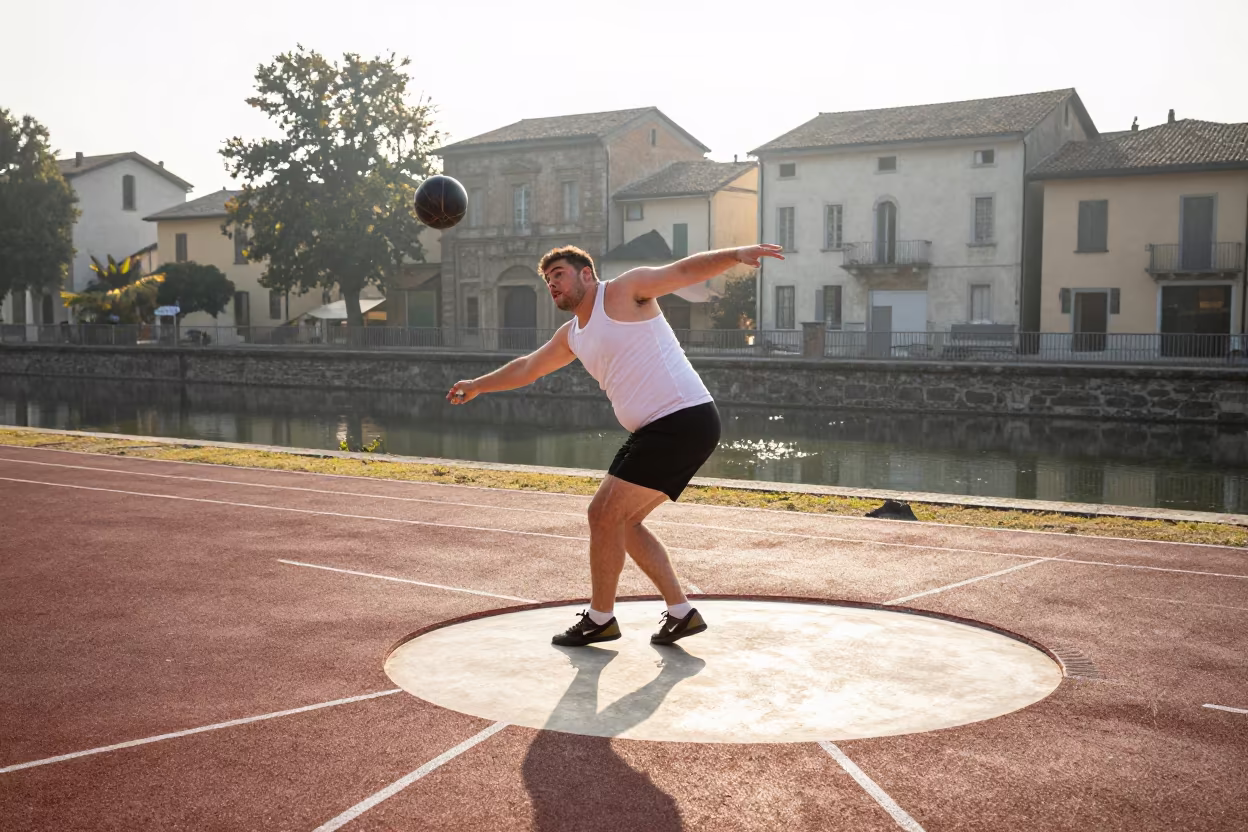 Late Morning Shot Putter Release in Bergamo in in Bergamo