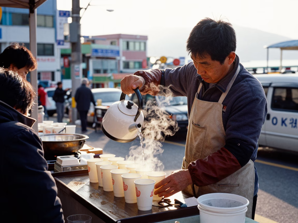 Late Morning Street Life in Busan South Korea with Electric Kettle in in Busan, South Korea