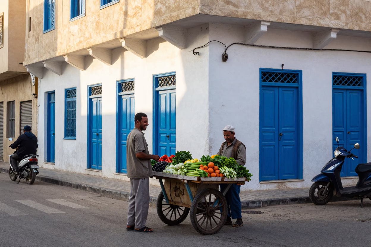 Late Morning Street Scene in Alexandria Egypt with Local Interaction in in Alexandria, Egypt