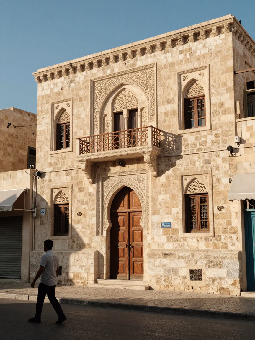 Late Morning Street Scene in Amman Jordan with Stone Architecture and Local Life in in Amman, Jordan
