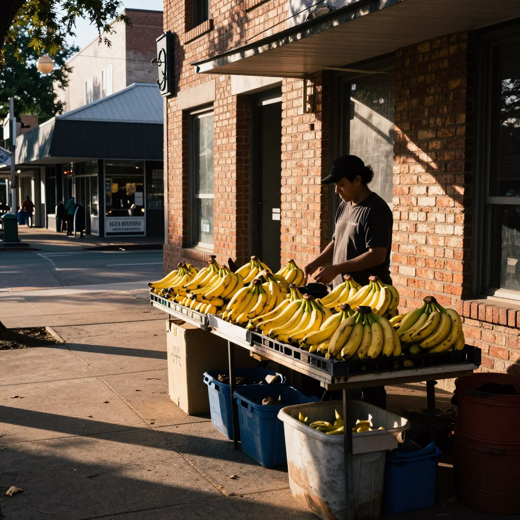 Late Morning Street Scene in Austin Texas with Bananas and Local Activity in in Austin, Texas, United States