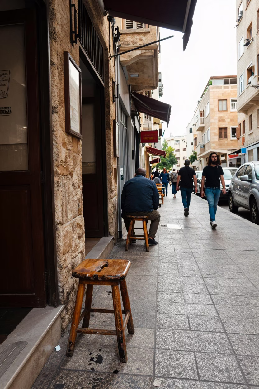 Late Morning Street Scene in Beirut Lebanon with Vintage Details in in Beirut, Lebanon