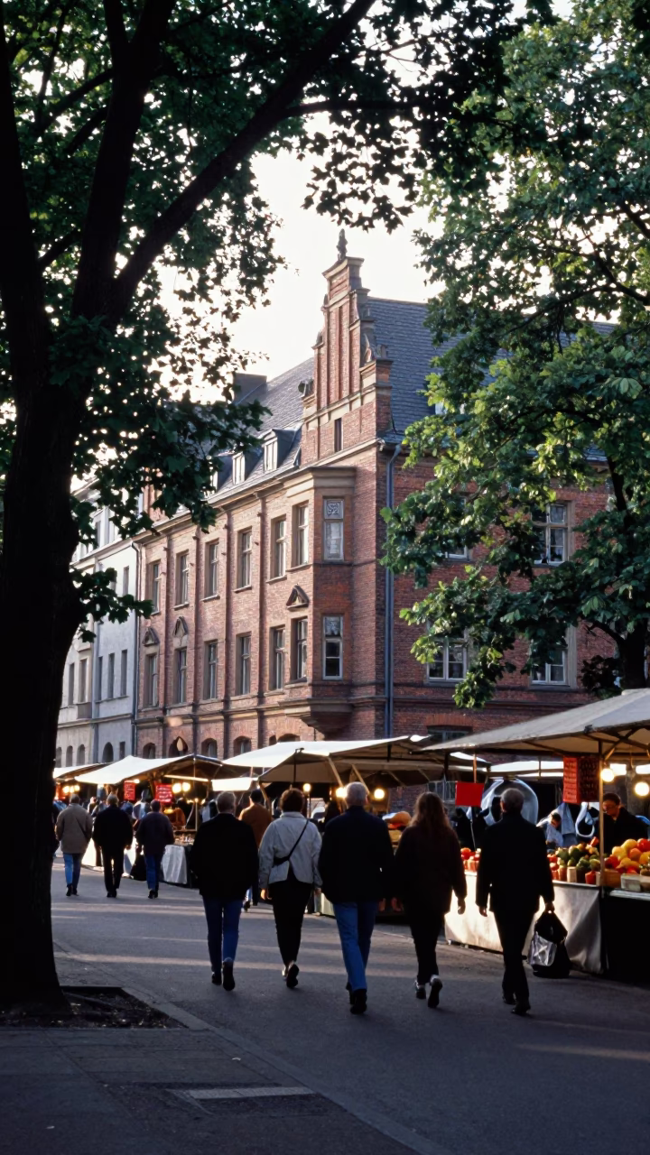 Late Morning Street Scene in Berlin Germany with Local Market Details in in Berlin, Germany
