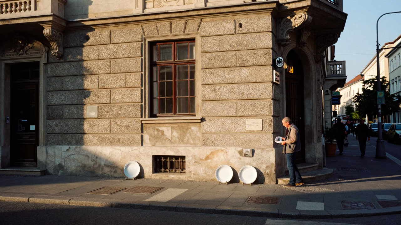 Late Morning Street Scene in Budapest Hungary with Vintage Details in in Budapest, Hungary