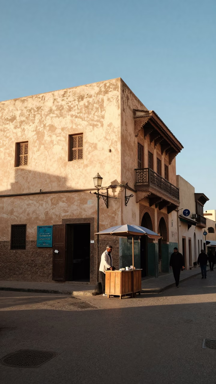 Late Morning Street Scene in Casablanca Morocco with Traditional Details in in Casablanca, Morocco