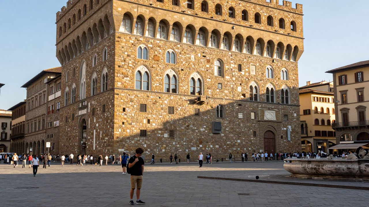 Late Morning Street Scene in Florence Italy with Tourist and Local Interaction in in Florence, Italy
