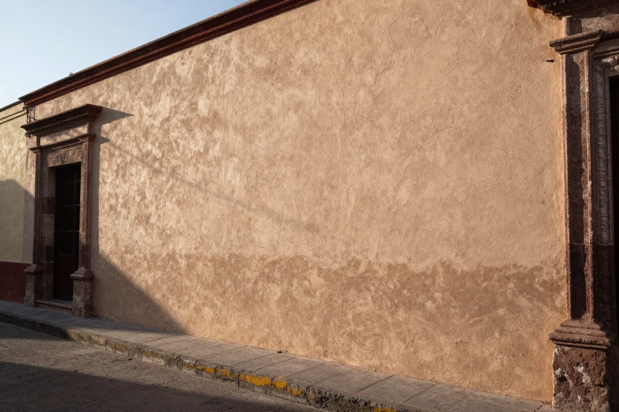 Late Morning Street Scene in Guadalajara Mexico with Dust on Plaster Wall in in Guadalajara, Mexico