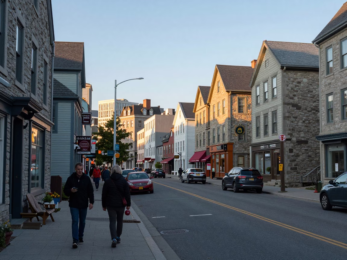 Late Morning Street Scene in Halifax Nova Scotia with Local Pedestrians and Urban Details in in Halifax, Nova Scotia, Canada