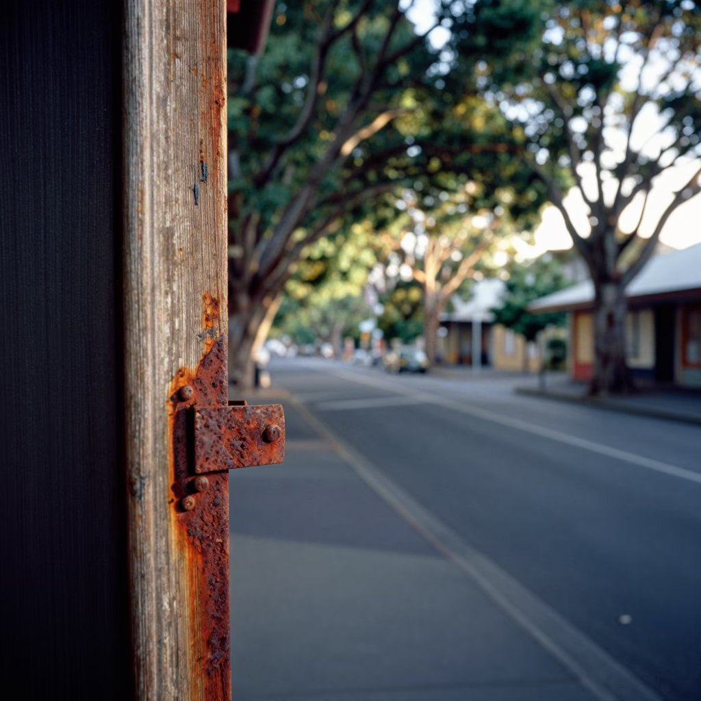 Late Morning Street Scene in Hobart Tasmania with Rust Details and Urban Life in in Hobart, Tasmania, Australia