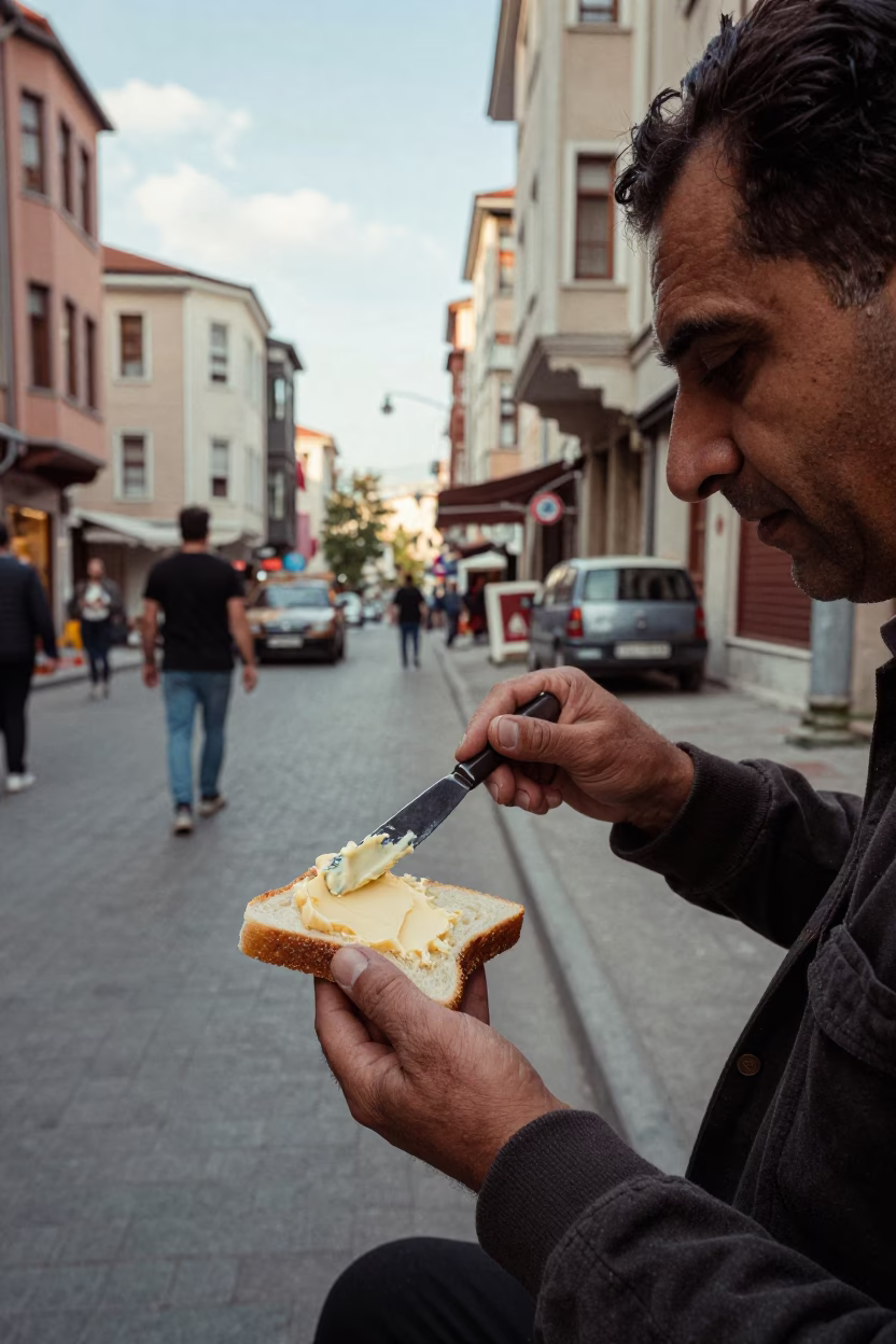 Late Morning Street Scene in Istanbul Turkey with Vintage 1950s Atmosphere in in Istanbul, Turkey