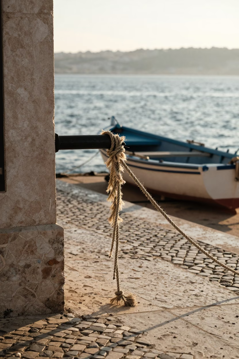 Late Morning Street Scene in Lisbon Portugal with Frayed Rope and Shoehorn in in Lisbon, Portugal
