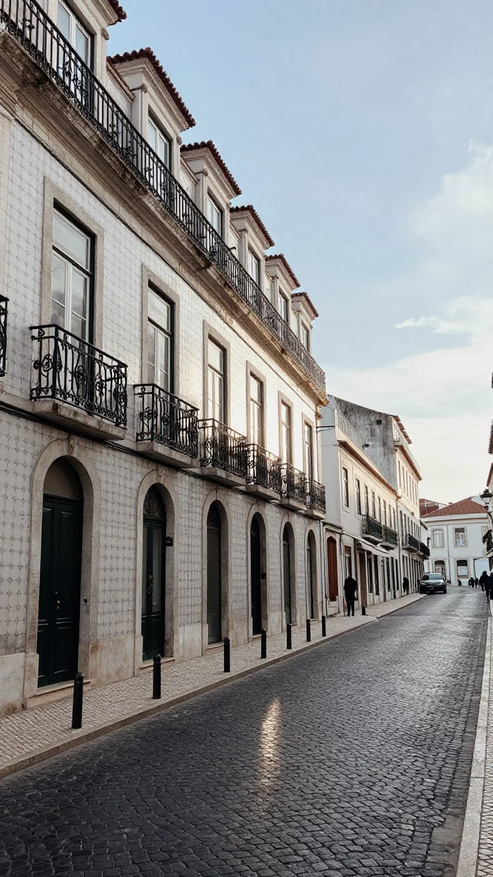 Late Morning Street Scene in Lisbon Portugal with Traditional Elements in in Lisbon, Portugal
