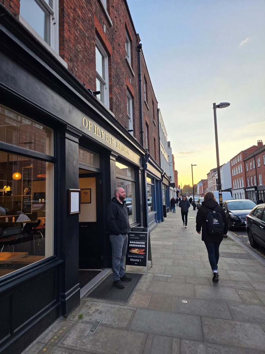 Late Morning Street Scene in Liverpool United Kingdom with Sidewalk Sidewalk in in Liverpool, United Kingdom