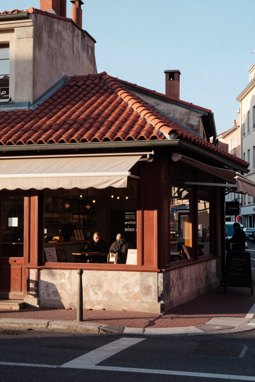 Late Morning Street Scene in Lyon France with Local Cafe Details in in Lyon, France