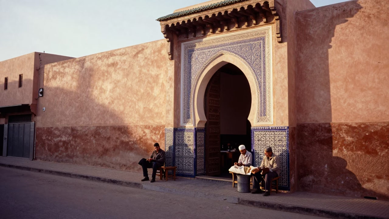Late Morning Street Scene in Marrakech Morocco with Vintage Details in in Marrakech, Morocco