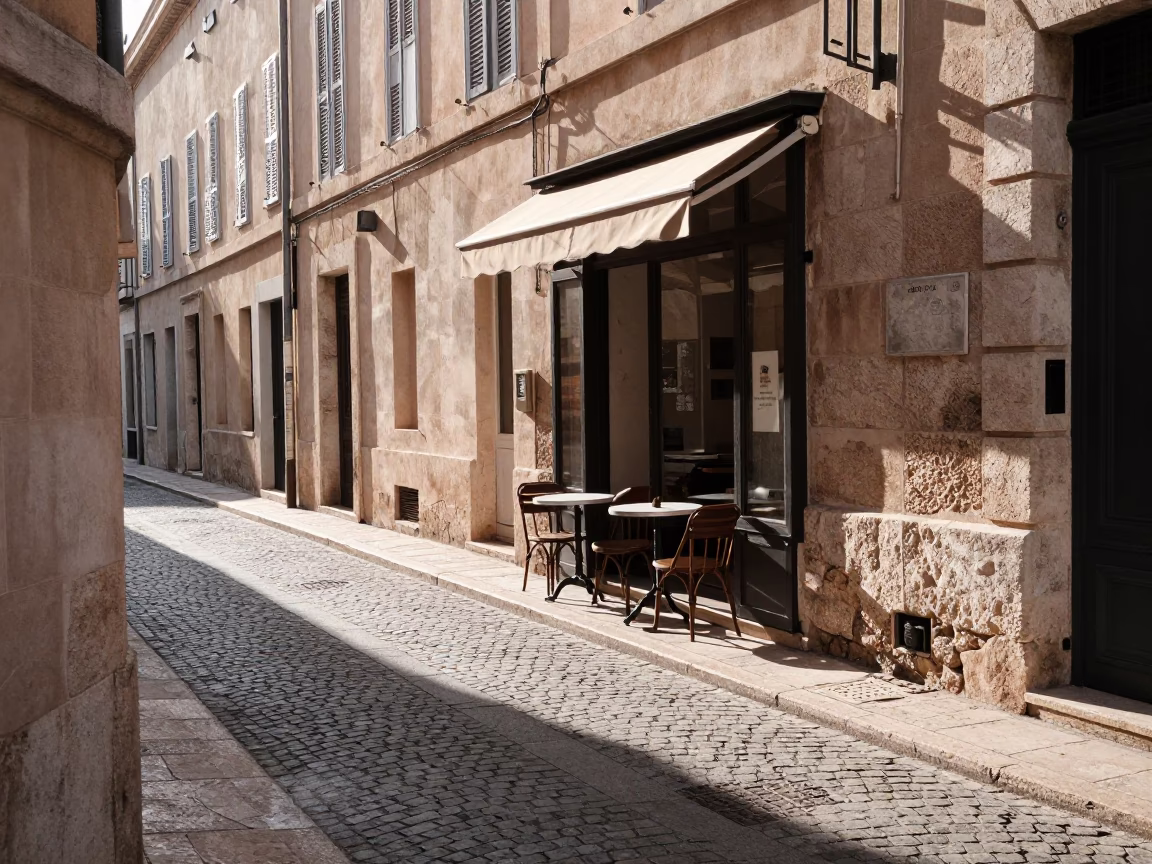 Late Morning Street Scene in Marseille France with Olive Dish and Twine Fibers in in Marseille, France