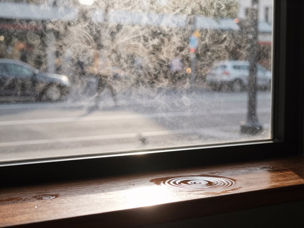 Late Morning Street Scene in Melbourne Victoria Australia with Steam Rings on Window Sill in in Melbourne, Victoria, Australia