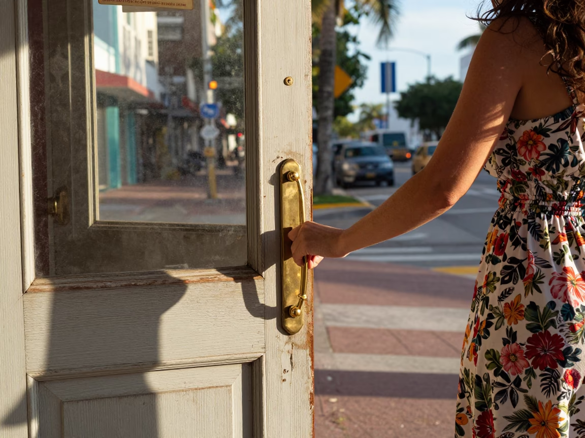 Late Morning Street Scene in Miami Florida with Vintage Details in in Miami, Florida, United States