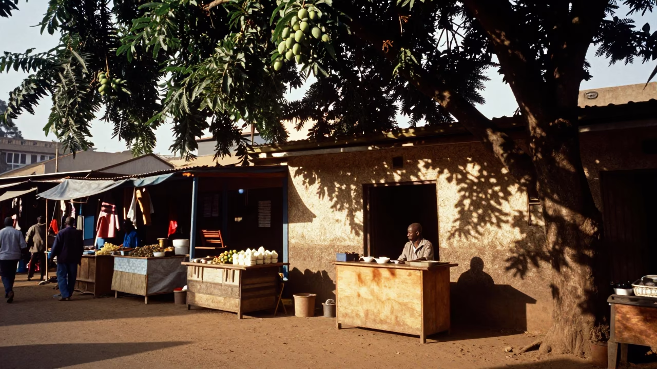 Late Morning Street Scene in Nairobi Kenya with Local Market Elements in in Nairobi, Kenya
